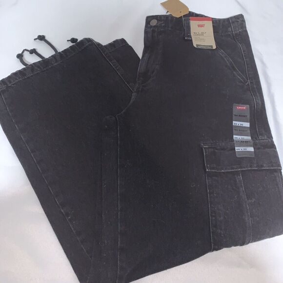 y2k Levi's Women's Mid-Rise 94's Baggy Straight wide Leg Cargo Jeans size 29x30 - Picture 14 of 16
